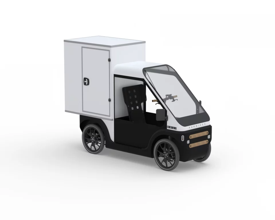 Un Karbikes Kozi à carrosserie blanche.